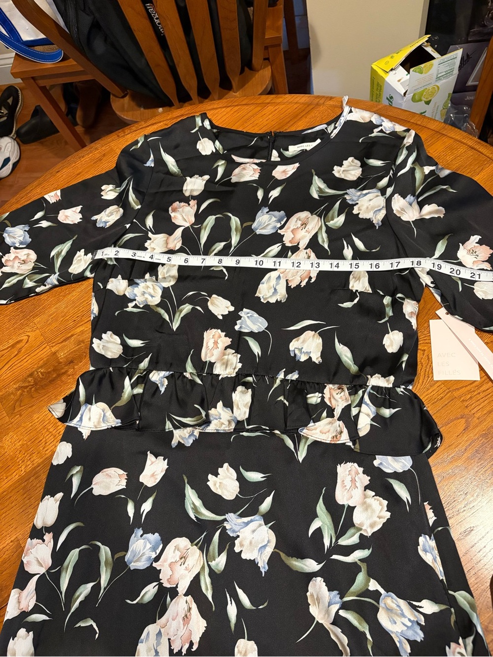 Avec Les Filles Black Floral Mini Dress